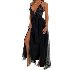 Black Sequin Prom Dress